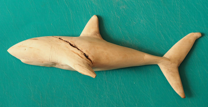 Hand carved 1/2 Great White Shark